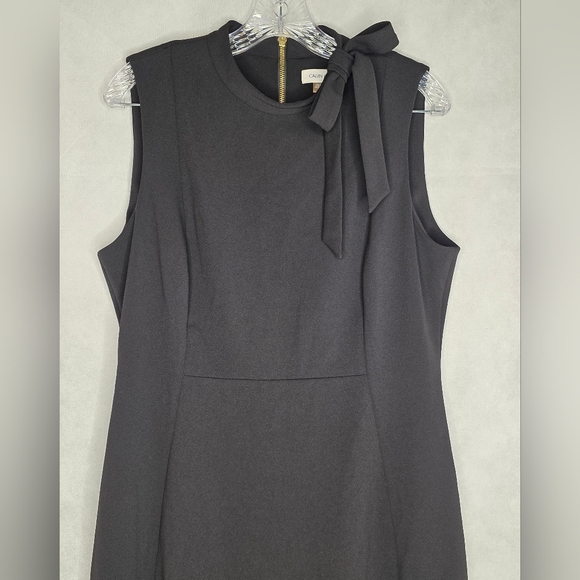 Calvin Klein Size 14 Bow-Neck Sheath Dress Black Classy Event D-1659 - Picture 9 of 12